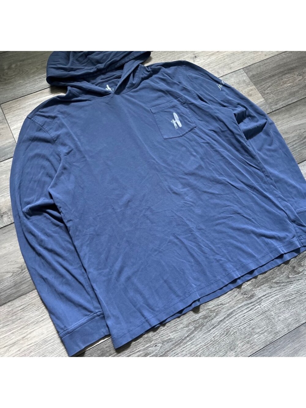 Johnnie-O Men's XL Pullover Hoodie Sweatshirt Navy Pocket Logo Performance Golf - Picture 2 of 8